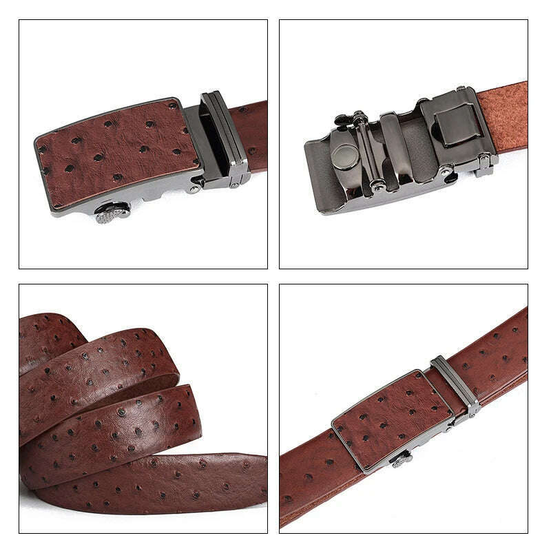 Maikun Luxury Leather Belt for Men Original Designt Ostrich Grain Automatic Buckle Belt Ceinture Homme Cinto Masculino - KIMLUD