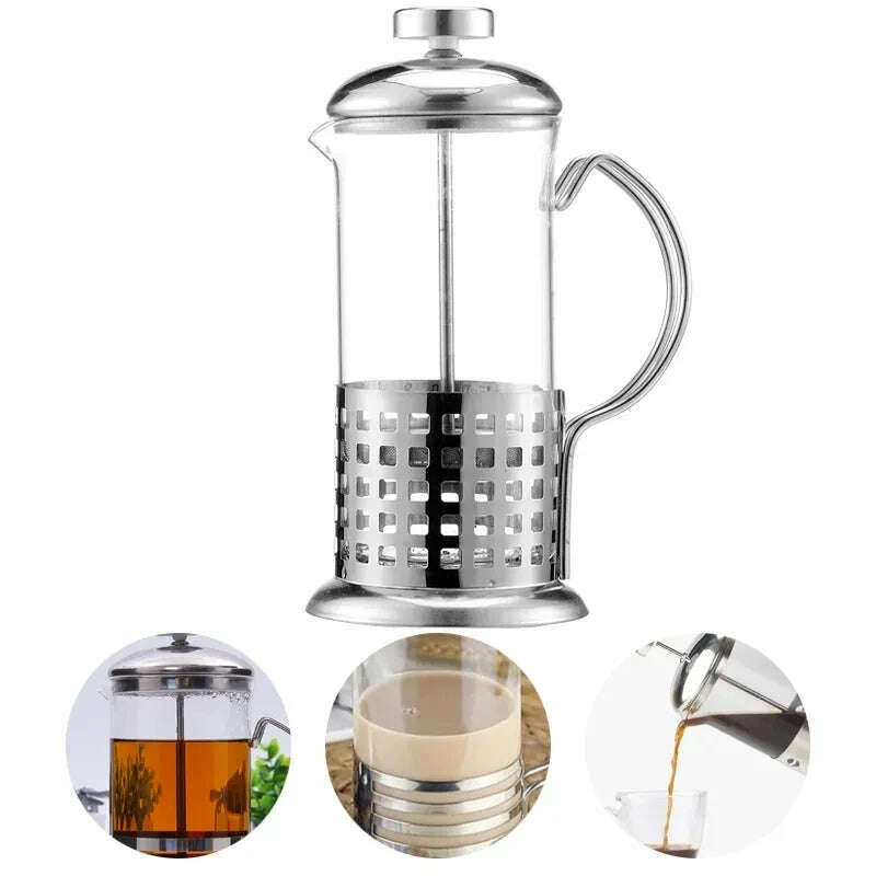 KIMLUD, Manual Coffee Espresso Maker Pot French Coffee Tea Percolator Filter Stainless Steel Glass Teapot Cafetiere Press Plunger 350ml, KIMLUD Womens Clothes