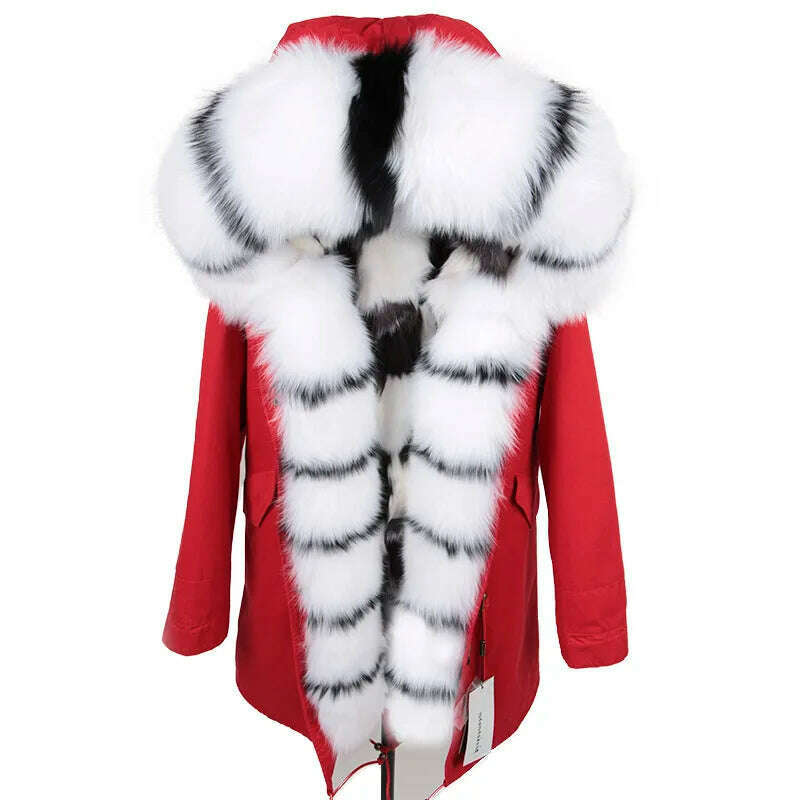 KIMLUD, MAOMAOKONG Real Big Fox Fur Coat Winter Jacket Women Natural Hooded Thick Warm Detachable Fur Liner Parkas Fashion Luxury Female, KIMLUD Womens Clothes