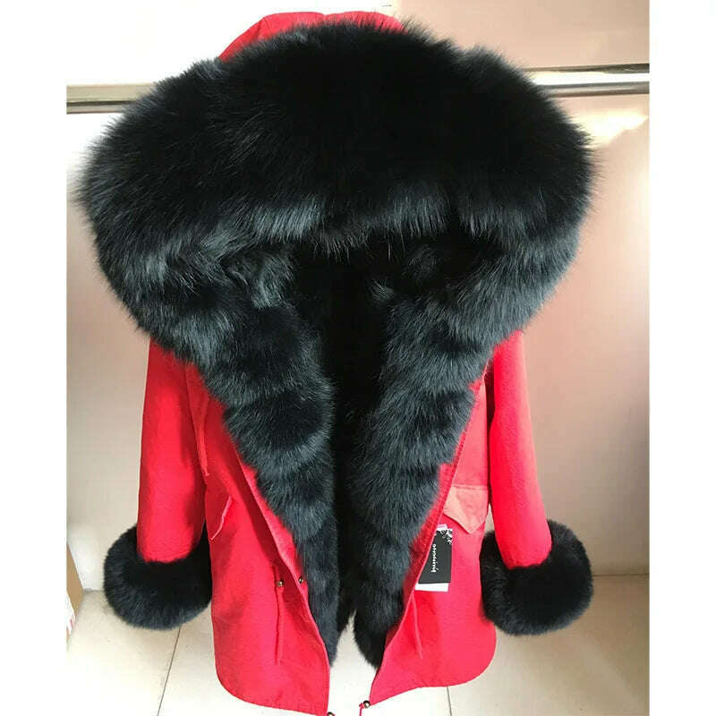 KIMLUD, MAOMAOKONG Real Big Fox Fur Coat Winter Jacket Women Natural Hooded Thick Warm Detachable Fur Liner Parkas Fashion Luxury Female, 8 / M, KIMLUD APPAREL - Womens Clothes