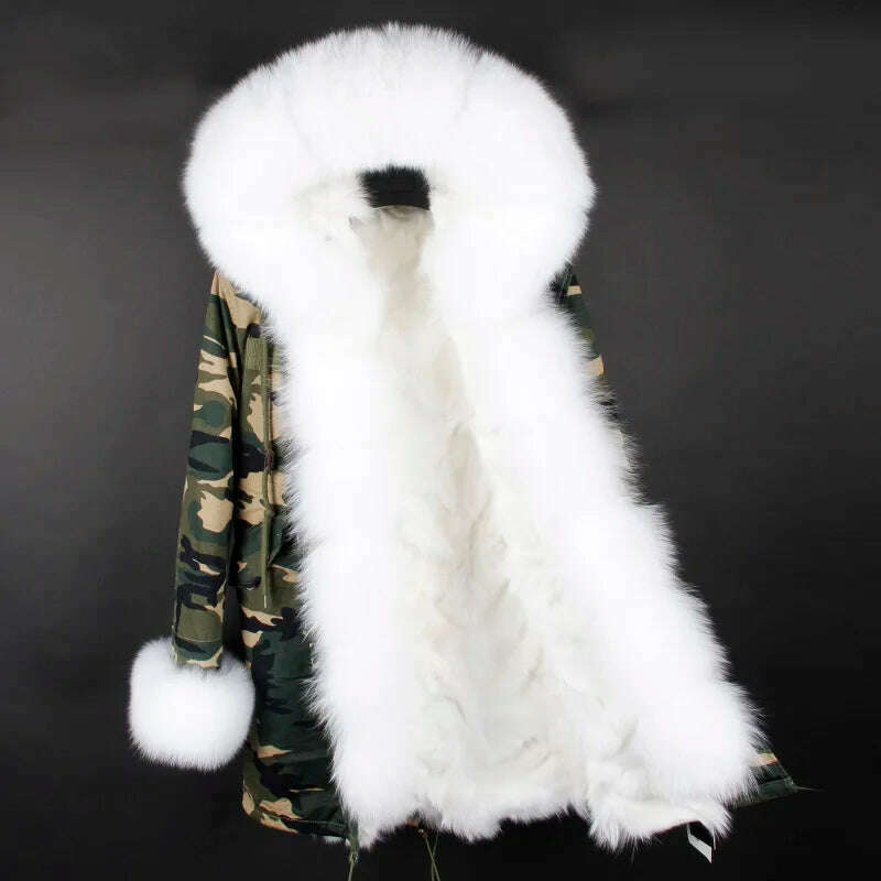 KIMLUD, MAOMAOKONG Real Big Fox Fur Coat Winter Jacket Women Natural Hooded Thick Warm Detachable Fur Liner Parkas Fashion Luxury Female, 7 / L, KIMLUD APPAREL - Womens Clothes