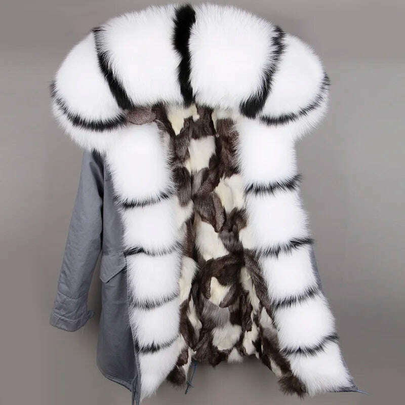 KIMLUD, MAOMAOKONG Real Big Fox Fur Coat Winter Jacket Women Natural Hooded Thick Warm Detachable Fur Liner Parkas Fashion Luxury Female, 14 / XL, KIMLUD APPAREL - Womens Clothes