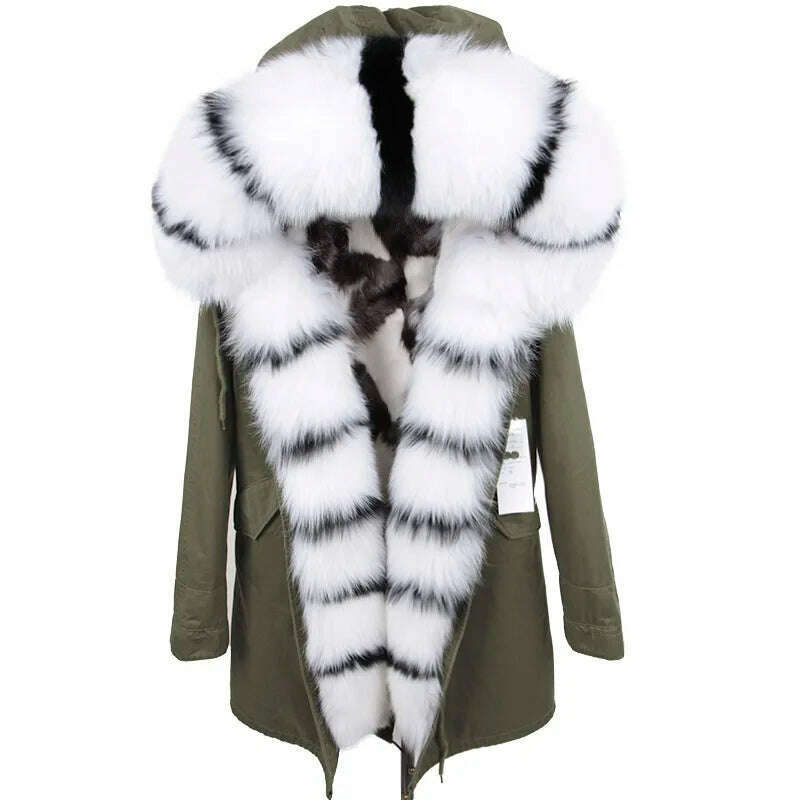 KIMLUD, MAOMAOKONG Real Big Fox Fur Coat Winter Jacket Women Natural Hooded Thick Warm Detachable Fur Liner Parkas Fashion Luxury Female, 15 / S, KIMLUD APPAREL - Womens Clothes