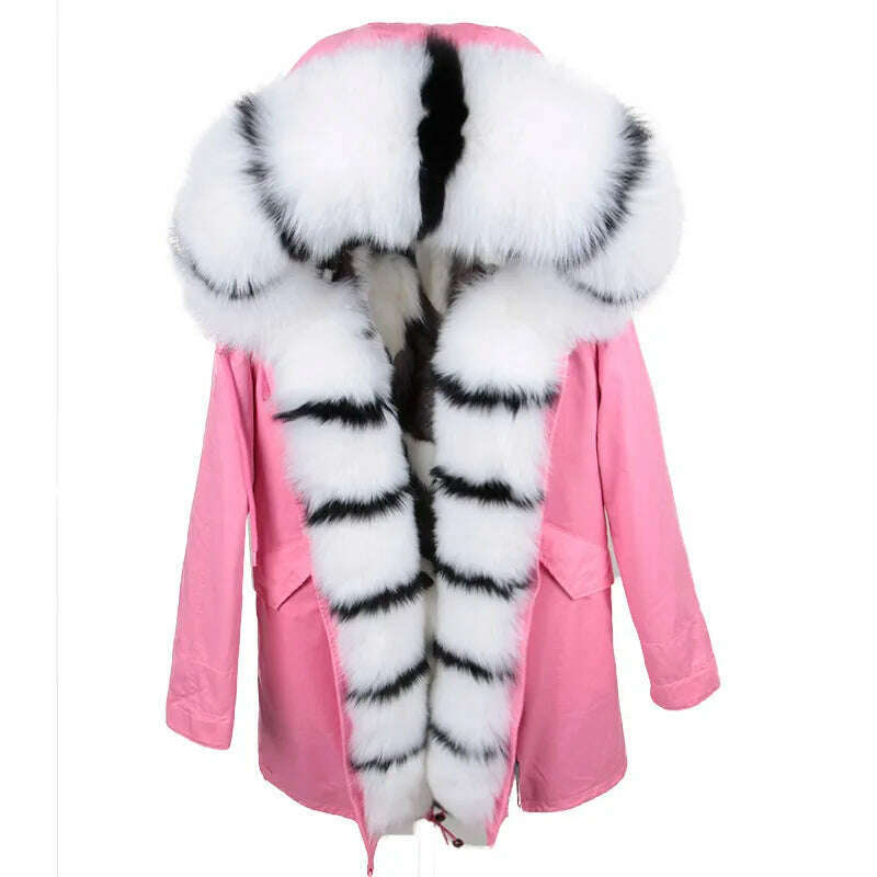 KIMLUD, MAOMAOKONG Real Big Fox Fur Coat Winter Jacket Women Natural Hooded Thick Warm Detachable Fur Liner Parkas Fashion Luxury Female, KIMLUD Womens Clothes