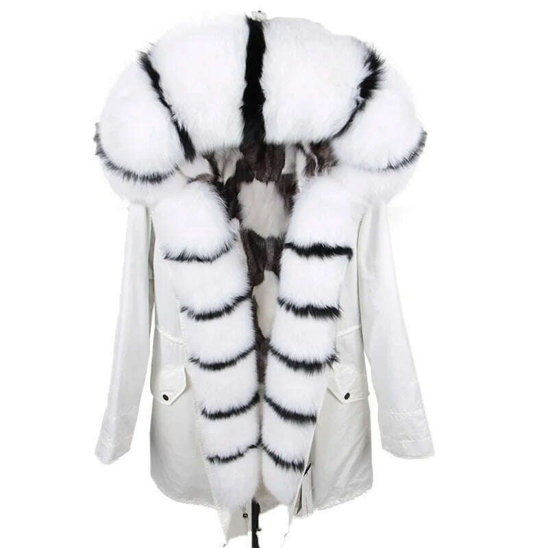 KIMLUD, MAOMAOKONG Real Big Fox Fur Coat Winter Jacket Women Natural Hooded Thick Warm Detachable Fur Liner Parkas Fashion Luxury Female, 9 / XXL, KIMLUD APPAREL - Womens Clothes