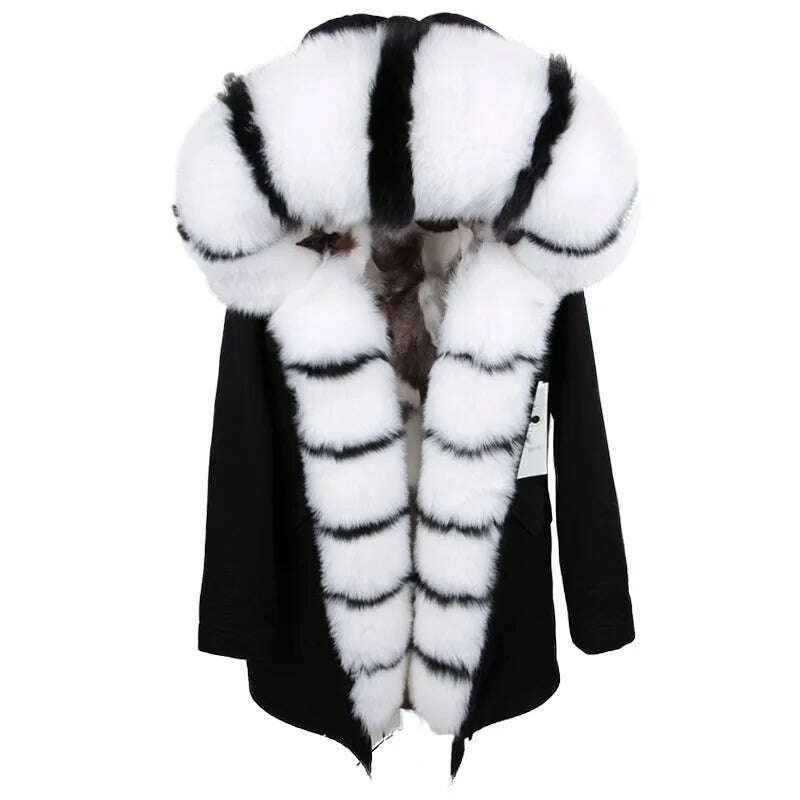 KIMLUD, MAOMAOKONG Real Big Fox Fur Coat Winter Jacket Women Natural Hooded Thick Warm Detachable Fur Liner Parkas Fashion Luxury Female, KIMLUD Womens Clothes