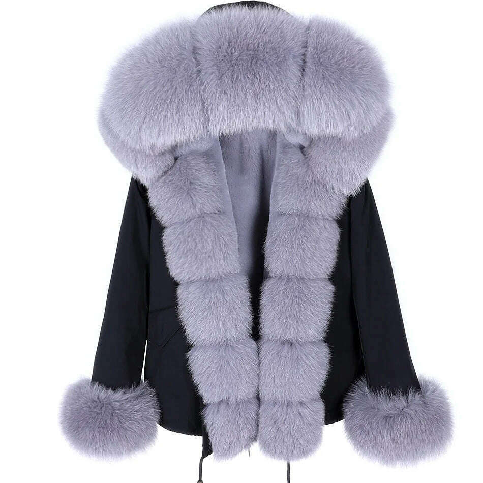 KIMLUD, MAOMAOKONG Winter Luxury Jacket Women Real Fox Fur Coat Big Natural Raccoon Fur Collar Hood Thick Warm Short Parkas Streetwear, KIMLUD Womens Clothes