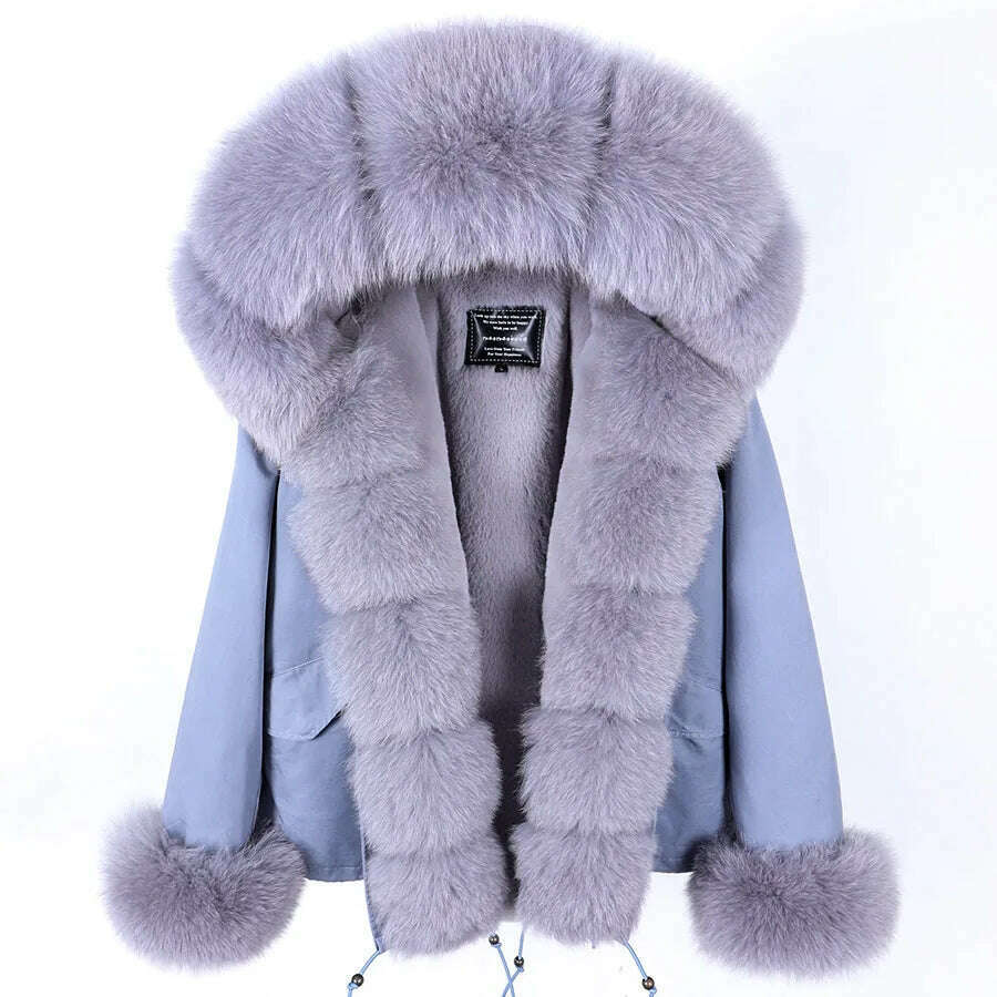 KIMLUD, MAOMAOKONG Winter Luxury Jacket Women Real Fox Fur Coat Big Natural Raccoon Fur Collar Hood Thick Warm Short Parkas Streetwear, 03 / S, KIMLUD APPAREL - Womens Clothes