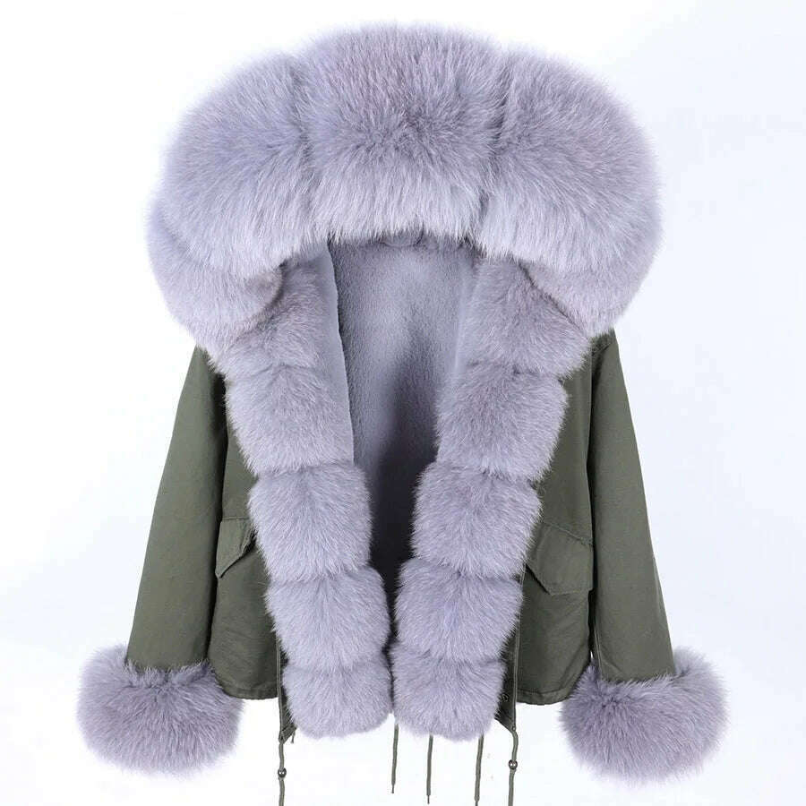 KIMLUD, MAOMAOKONG Winter Luxury Jacket Women Real Fox Fur Coat Big Natural Raccoon Fur Collar Hood Thick Warm Short Parkas Streetwear, 06 / S, KIMLUD APPAREL - Womens Clothes