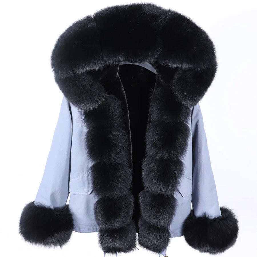 KIMLUD, MAOMAOKONG Winter Luxury Jacket Women Real Fox Fur Coat Big Natural Raccoon Fur Collar Hood Thick Warm Short Parkas Streetwear, 09 / S, KIMLUD APPAREL - Womens Clothes