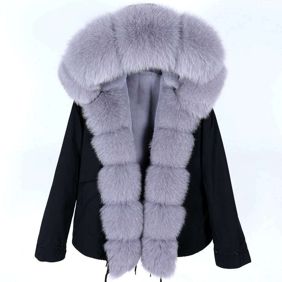 KIMLUD, MAOMAOKONG Winter Luxury Jacket Women Real Fox Fur Coat Big Natural Raccoon Fur Collar Hood Thick Warm Short Parkas Streetwear, KIMLUD Womens Clothes