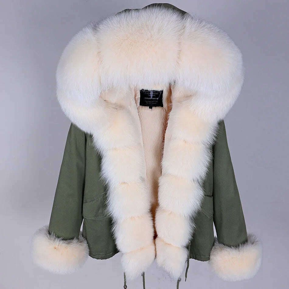 KIMLUD, MAOMAOKONG Winter Luxury Jacket Women Real Fox Fur Coat Big Natural Raccoon Fur Collar Hood Thick Warm Short Parkas Streetwear, KIMLUD Womens Clothes