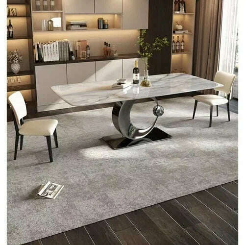 KIMLUD, Marble Kitchen Dining Table Coffee Dressing Modern Room Sets Dining Table Salon Desk Balcony Mesa Plegable Hotel Furniture, 160X90X75cm 2, KIMLUD APPAREL - Womens Clothes