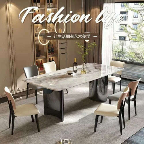 KIMLUD, Marble Kitchen Dining Table Coffee Dressing Modern Room Sets Dining Table Salon Desk Balcony Mesa Plegable Hotel Furniture, 160X90X75cm 3, KIMLUD APPAREL - Womens Clothes