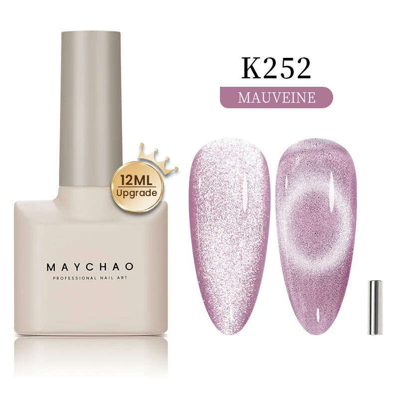 KIMLUD, MAYCHAO 7ml Cat Eye Gel Nail Polish Shiny Magnetic Gel Semi Permanent Soak Off UV Gel Glitter Manicure For Nail Art Gel Varnish, 12ML K252, KIMLUD APPAREL - Womens Clothes