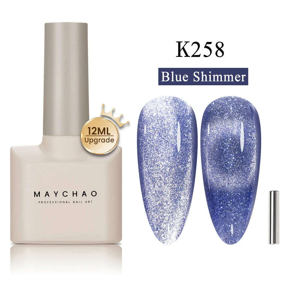 KIMLUD, MAYCHAO 7ml Cat Eye Gel Nail Polish Shiny Magnetic Gel Semi Permanent Soak Off UV Gel Glitter Manicure For Nail Art Gel Varnish, K259, KIMLUD APPAREL - Womens Clothes