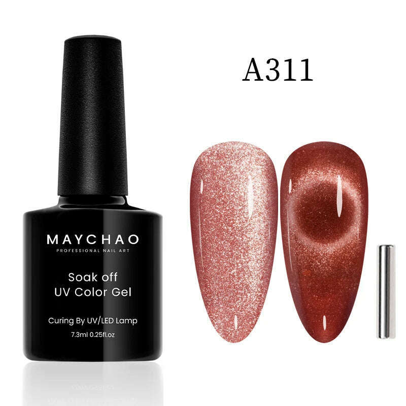 KIMLUD, MAYCHAO 7ml Cat Eye Gel Nail Polish Shiny Magnetic Gel Semi Permanent Soak Off UV Gel Glitter Manicure For Nail Art Gel Varnish, 7.3ml  A311, KIMLUD APPAREL - Womens Clothes