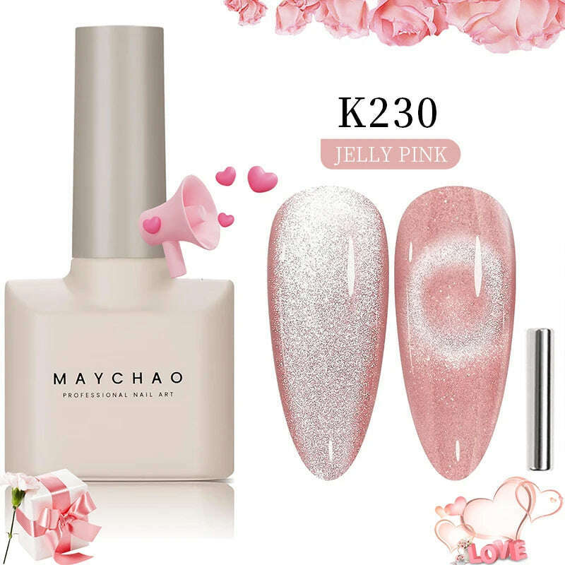 KIMLUD, MAYCHAO 7ml Cat Eye Gel Nail Polish Shiny Magnetic Gel Semi Permanent Soak Off UV Gel Glitter Manicure For Nail Art Gel Varnish, 12ML K230, KIMLUD APPAREL - Womens Clothes