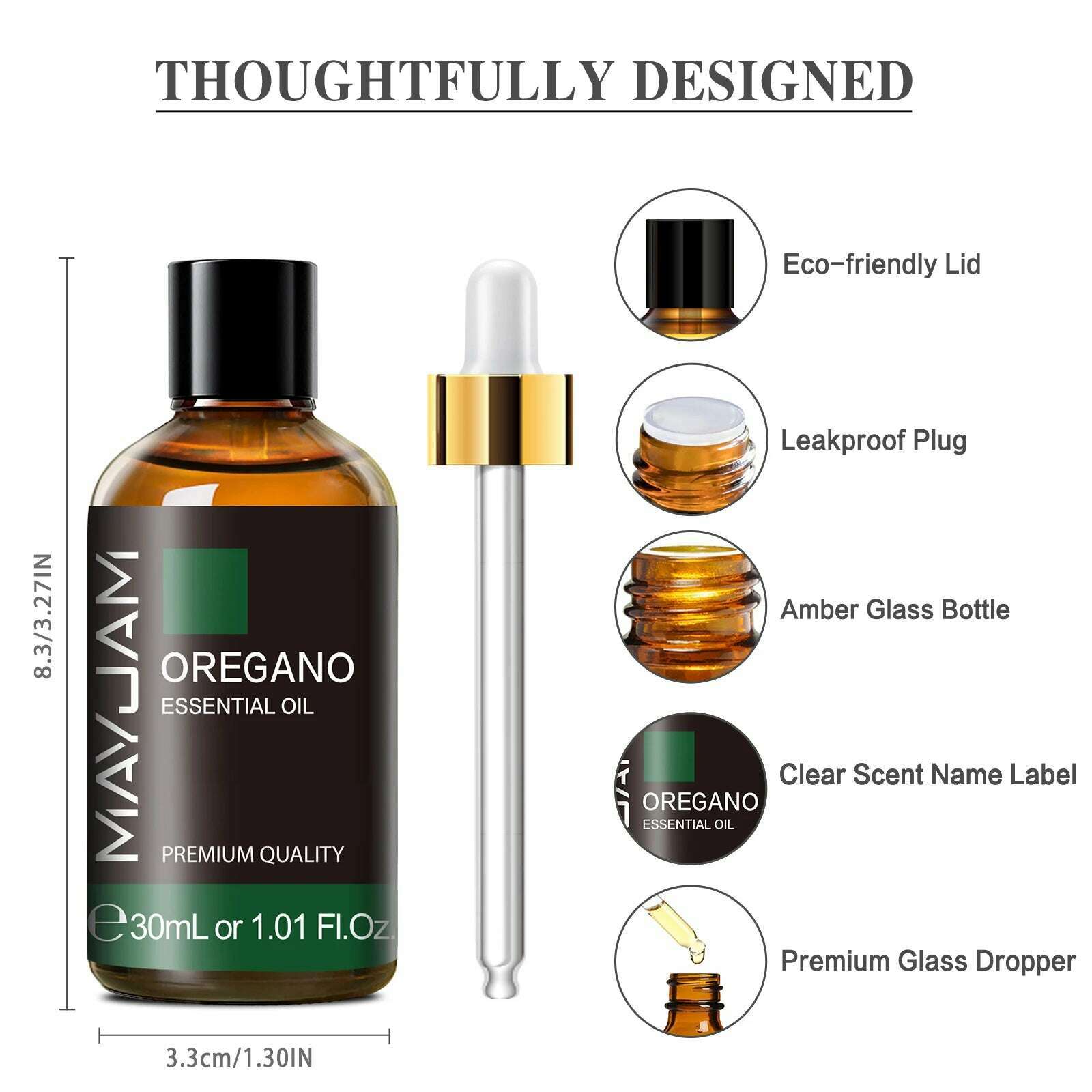 MAYJAM 30ML with Dropper Essential Oils Oregano Lemon Eucalyptus Spearmint Neroli Helichrysum Turmeric Anise Star Tea Tree - KIMLUD