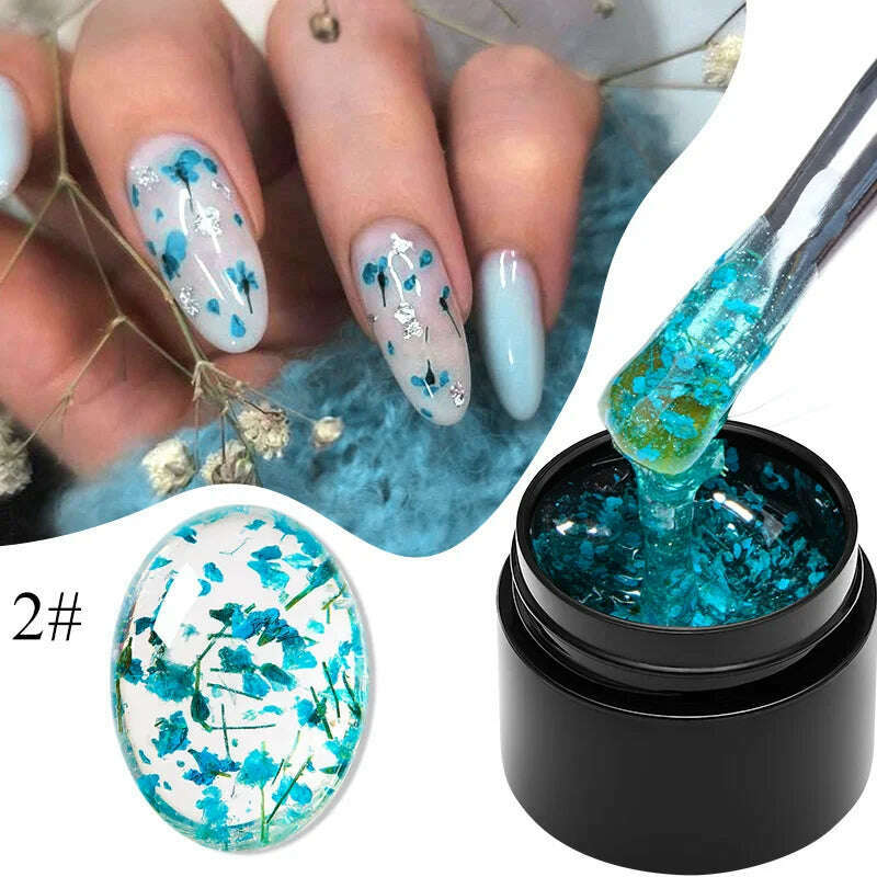 KIMLUD, MEET ACROSS 5ml Pink Dried Flower Gel Nail Polish Natural Flower Fairy Nail Art Gel Soak Off UV LED Painting Varnishes For Nails, K0256, KIMLUD APPAREL - Womens Clothes