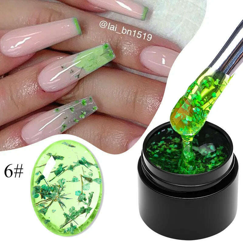 KIMLUD, MEET ACROSS 5ml Pink Dried Flower Gel Nail Polish Natural Flower Fairy Nail Art Gel Soak Off UV LED Painting Varnishes For Nails, K0261, KIMLUD APPAREL - Womens Clothes