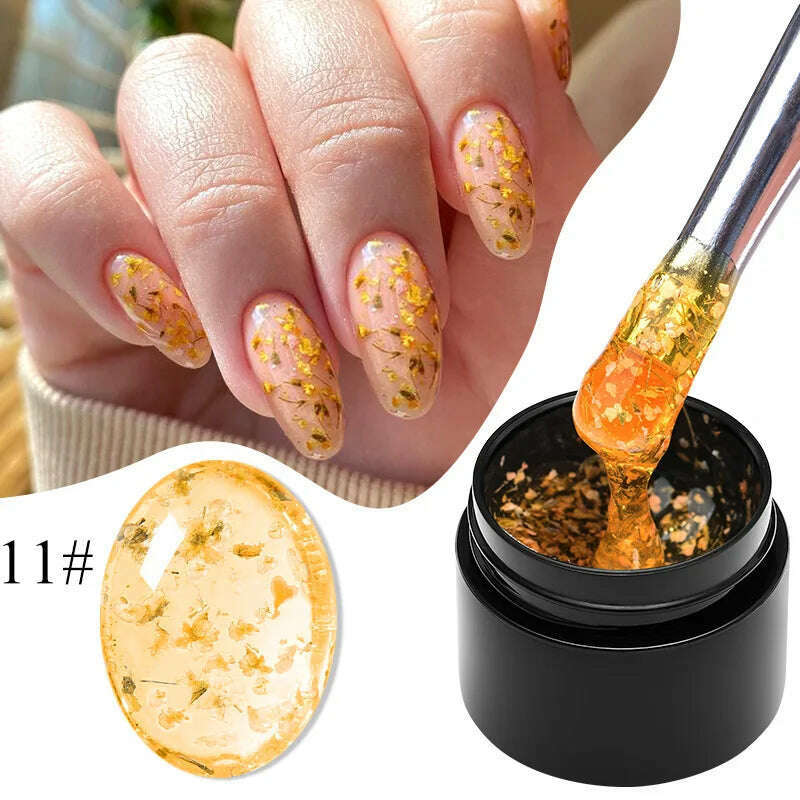 KIMLUD, MEET ACROSS 5ml Pink Dried Flower Gel Nail Polish Natural Flower Fairy Nail Art Gel Soak Off UV LED Painting Varnishes For Nails, K0266, KIMLUD APPAREL - Womens Clothes