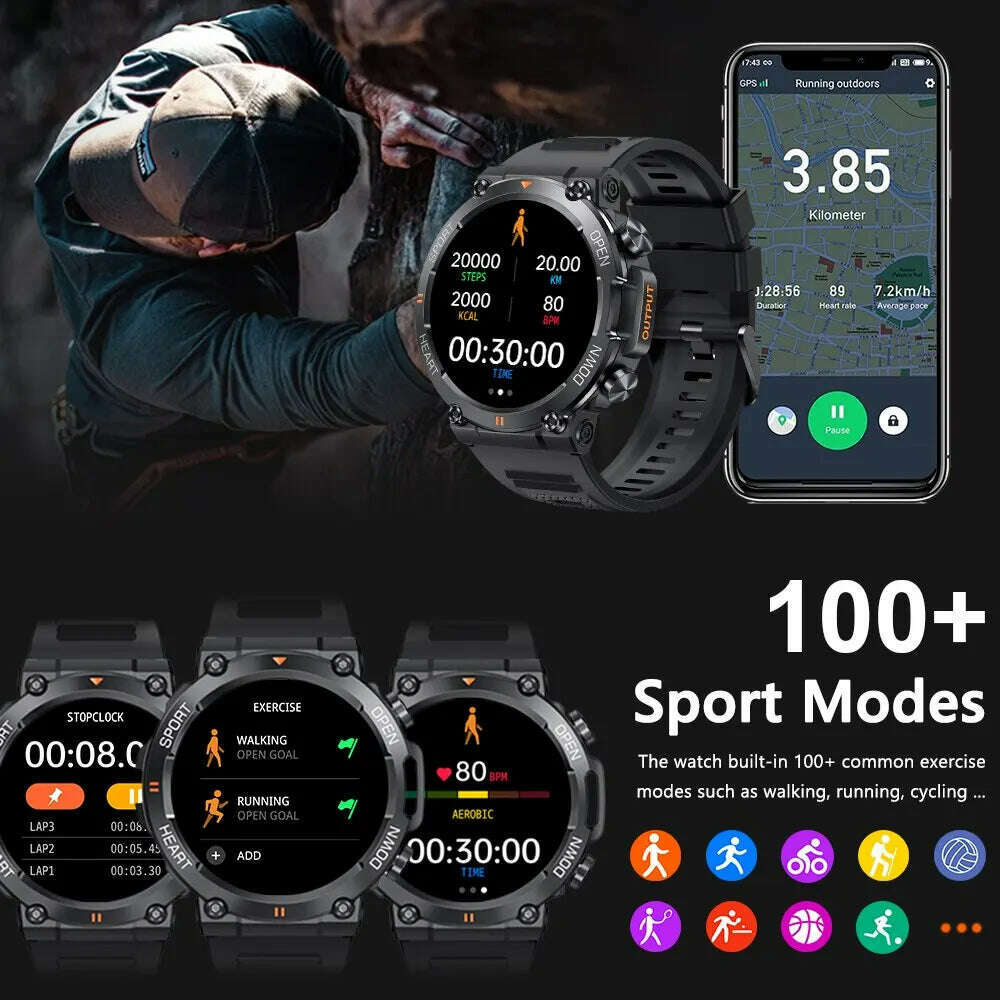 MELANDA 1.39 Inch HD Bluetooth Call Smart Watch Men Sports Fitness Tracker Heart Monitor 400mAh Smartwatch For Android IOS K56 - KIMLUD