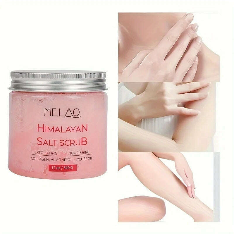 MELAO Himalayan Salt Scrub Face Foot & Body Exfoliator Infused with Collagen and Stem Cell Exfoliating Salt Body Scrub - KIMLUD