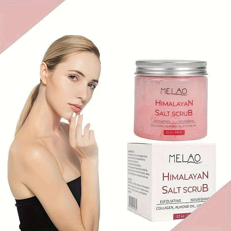 MELAO Himalayan Salt Scrub Face Foot & Body Exfoliator Infused with Collagen and Stem Cell Exfoliating Salt Body Scrub - KIMLUD