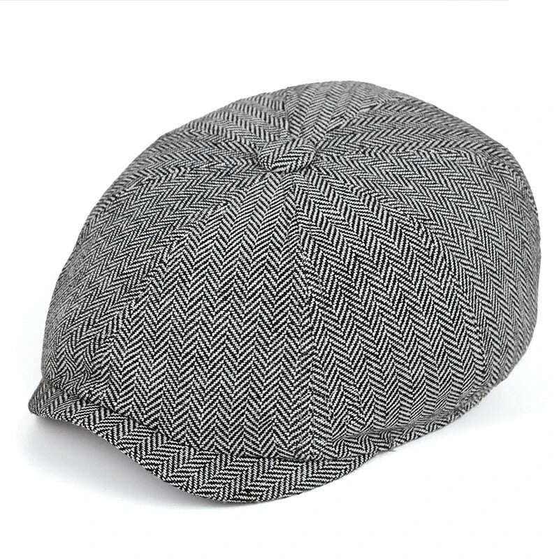 KIMLUD, Men beret vintage Herringbone Gatsby Tweed hat Newsboy Beret Hat spring Flat Peaked Beret Hats, KIMLUD Womens Clothes