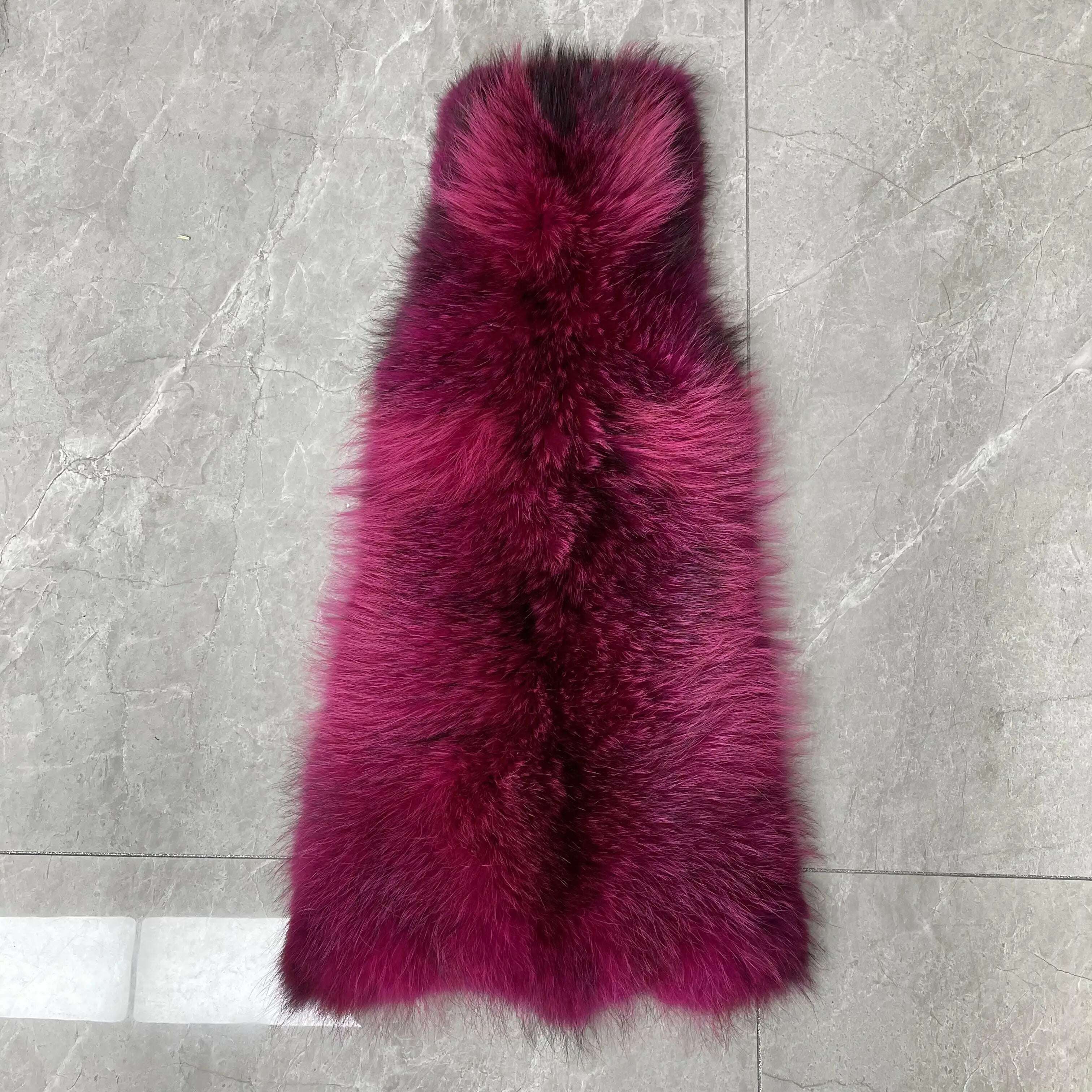 KIMLUD, Men Clothes Golden Island White Special Fox Fur Coat Full Pelt Customized Size Available, Hot Pink / XS(88cm), KIMLUD APPAREL - Womens Clothes