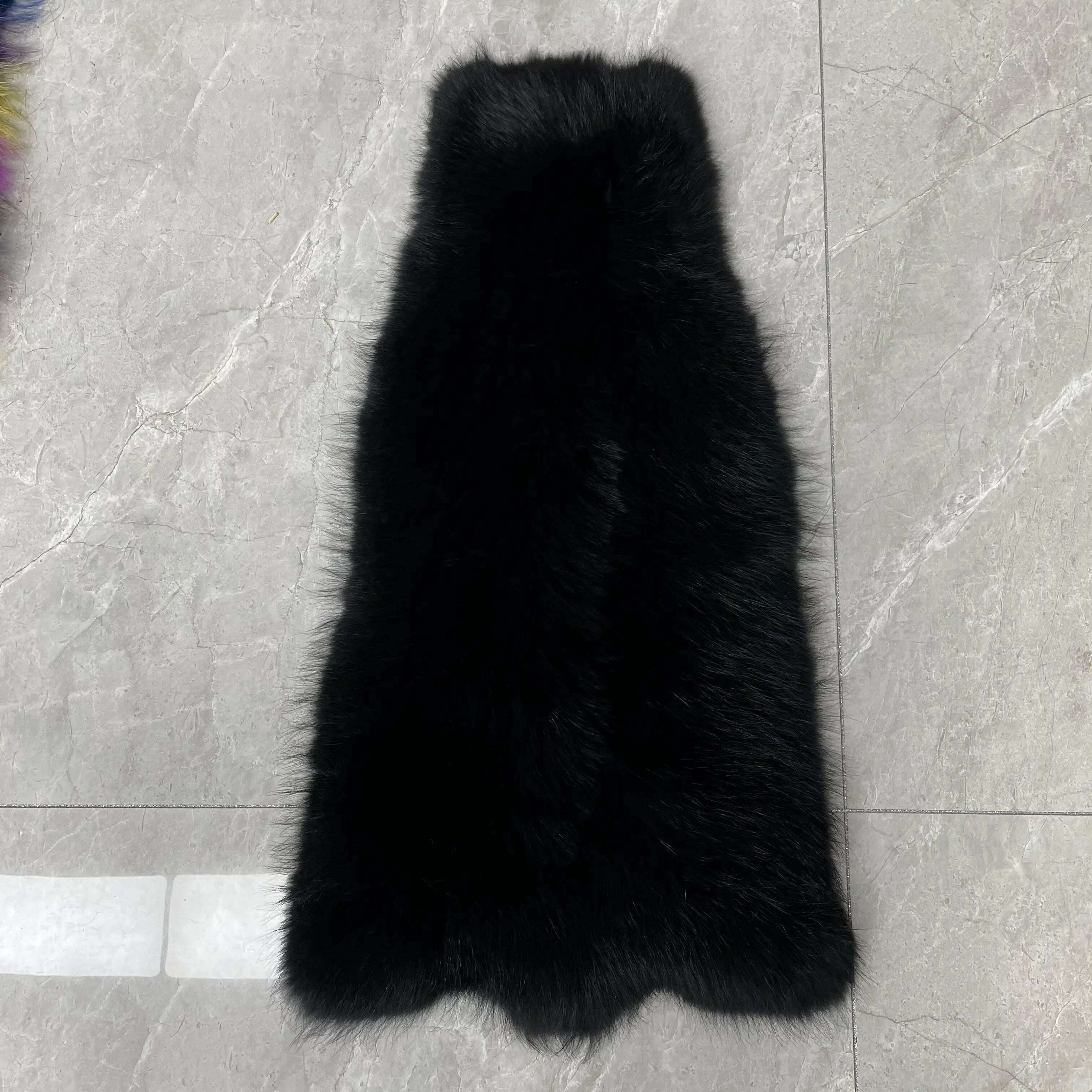 KIMLUD, Men Clothes Golden Island White Special Fox Fur Coat Full Pelt Customized Size Available, Black / XS(88cm), KIMLUD APPAREL - Womens Clothes