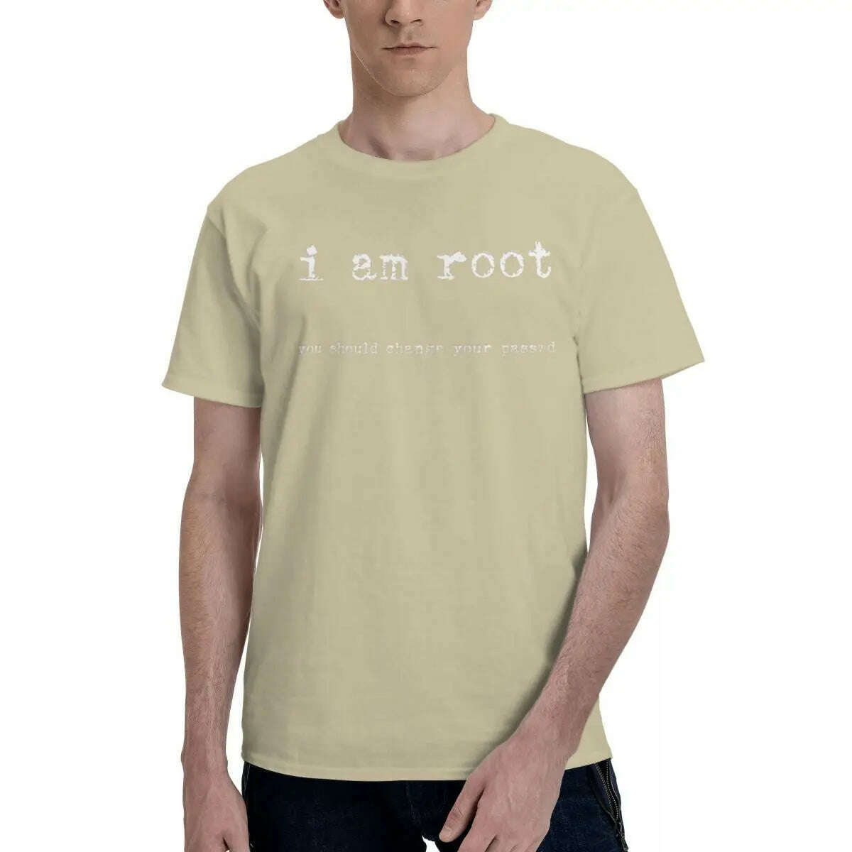 KIMLUD, Men I Am Root Ubuntu Command Line Linux Unix Hacking T Shirts Stuff Cotton Clothes, Khaki / XXL, KIMLUD APPAREL - Womens Clothes