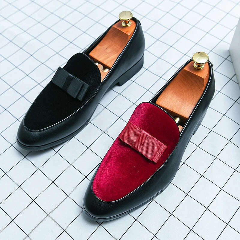 Men Leather Shoes Slip-On Men Shoes Casual Loafers Party Social Dress Shoes Footwear Formal Luxury Fashion Groom Wedding Shoes - KIMLUD