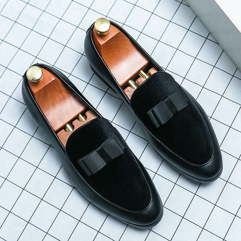 Men Leather Shoes Slip-On Men Shoes Casual Loafers Party Social Dress Shoes Footwear Formal Luxury Fashion Groom Wedding Shoes - KIMLUD