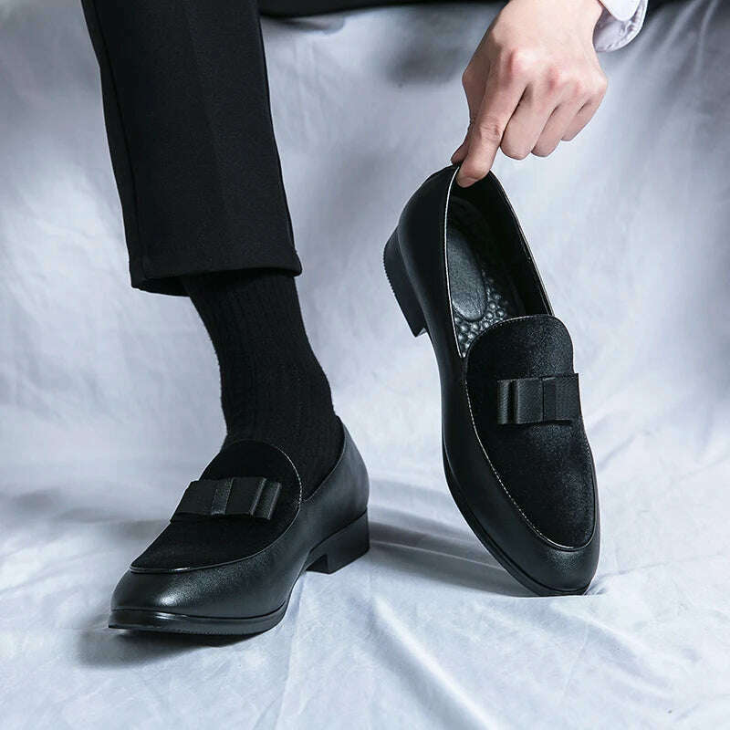 Men Leather Shoes Slip-On Men Shoes Casual Loafers Party Social Dress Shoes Footwear Formal Luxury Fashion Groom Wedding Shoes - KIMLUD