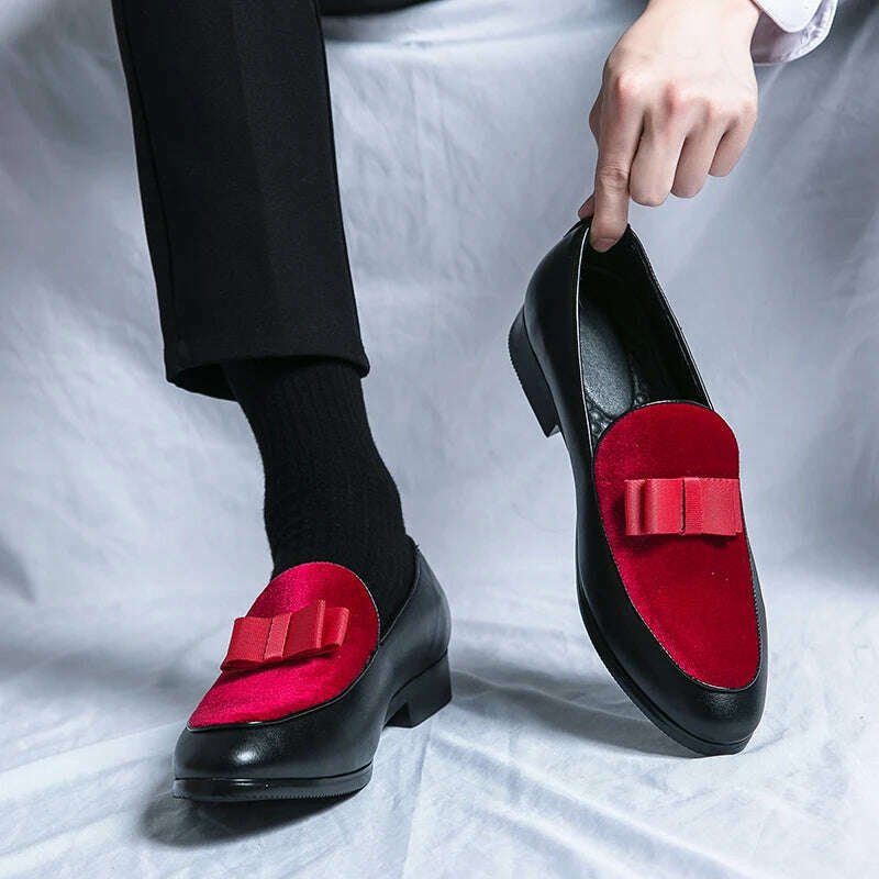 Men Leather Shoes Slip-On Men Shoes Casual Loafers Party Social Dress Shoes Footwear Formal Luxury Fashion Groom Wedding Shoes - KIMLUD