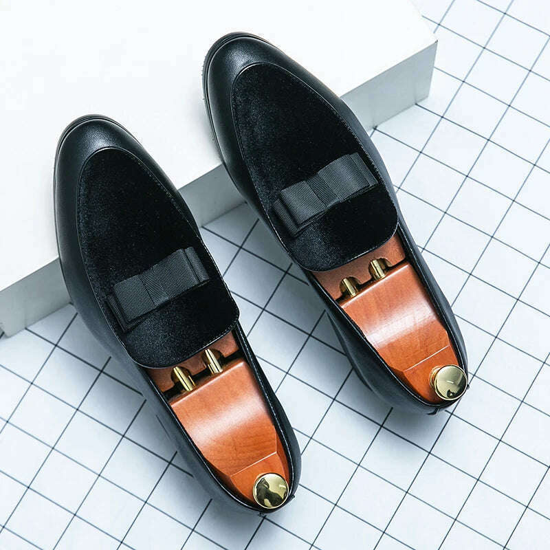 Men Leather Shoes Slip-On Men Shoes Casual Loafers Party Social Dress Shoes Footwear Formal Luxury Fashion Groom Wedding Shoes - KIMLUD