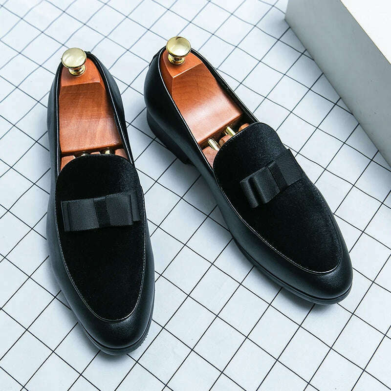 Men Leather Shoes Slip-On Men Shoes Casual Loafers Party Social Dress Shoes Footwear Formal Luxury Fashion Groom Wedding Shoes - KIMLUD