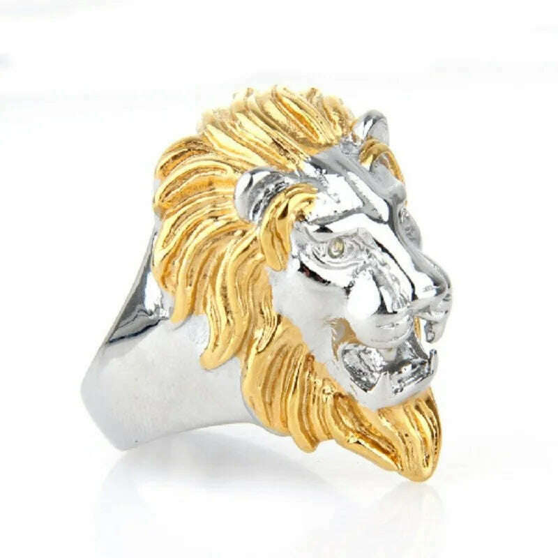 Men 's Stainless Steel Gloves Titanium Steel Lion Head Ring - KIMLUD