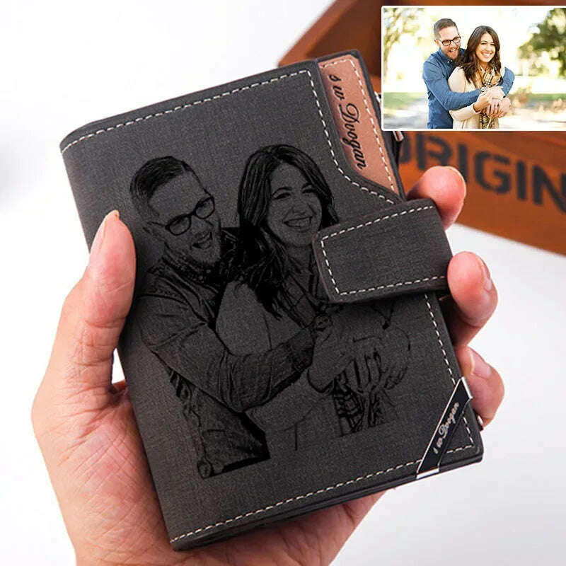 KIMLUD, Men Short Wallet with Zipper Coin Pocket Custom Picture Personalized Photo Wallets Father's Mother's Day Gift for Men Him Her, KIMLUD Womens Clothes