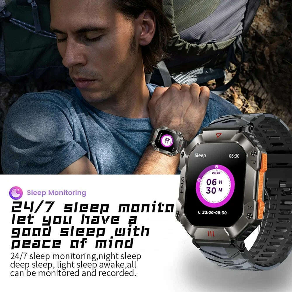 KIMLUD, Men Smart Watch For Android IOS Fitness Watches Ip68 Waterproof Military Healthy Monitor AI Voice Bluetooth Call Smartwatch 2023, KIMLUD Womens Clothes