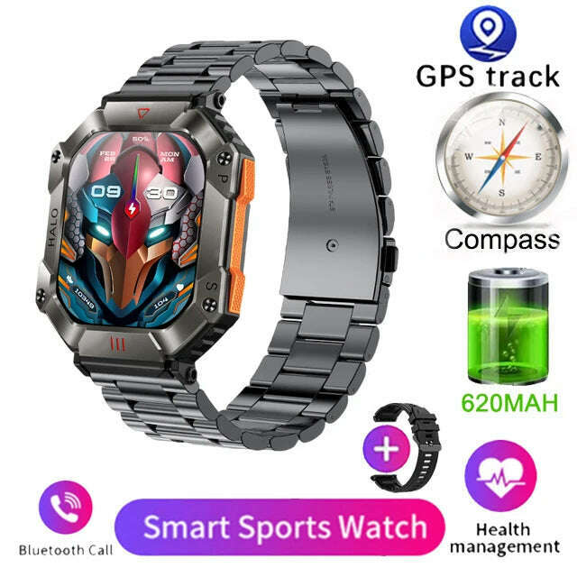 Men Smart Watch For Android IOS Fitness Watches Ip68 Waterproof Military Healthy Monitor AI Voice Bluetooth Call Smartwatch 2023 - KIMLUD