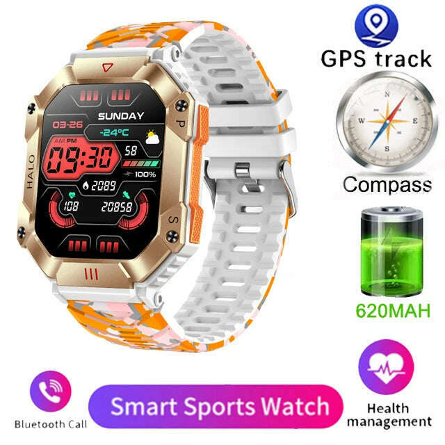 Men Smart Watch For Android IOS Fitness Watches Ip68 Waterproof Military Healthy Monitor AI Voice Bluetooth Call Smartwatch 2023 - KIMLUD