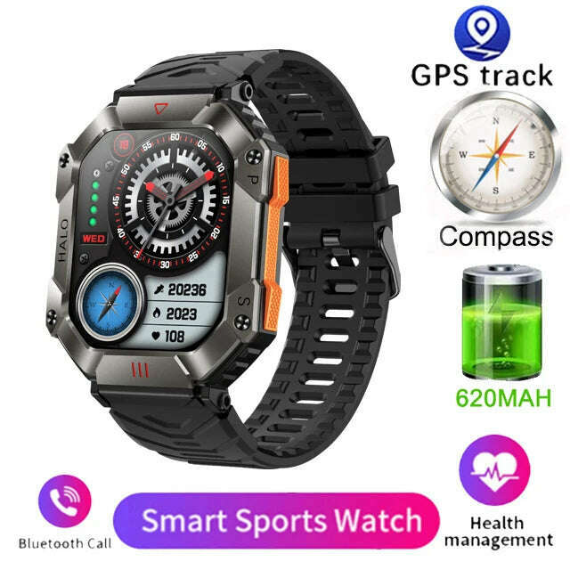 Men Smart Watch For Android IOS Fitness Watches Ip68 Waterproof Military Healthy Monitor AI Voice Bluetooth Call Smartwatch 2023 - KIMLUD