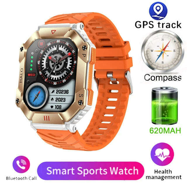 Men Smart Watch For Android IOS Fitness Watches Ip68 Waterproof Military Healthy Monitor AI Voice Bluetooth Call Smartwatch 2023 - KIMLUD