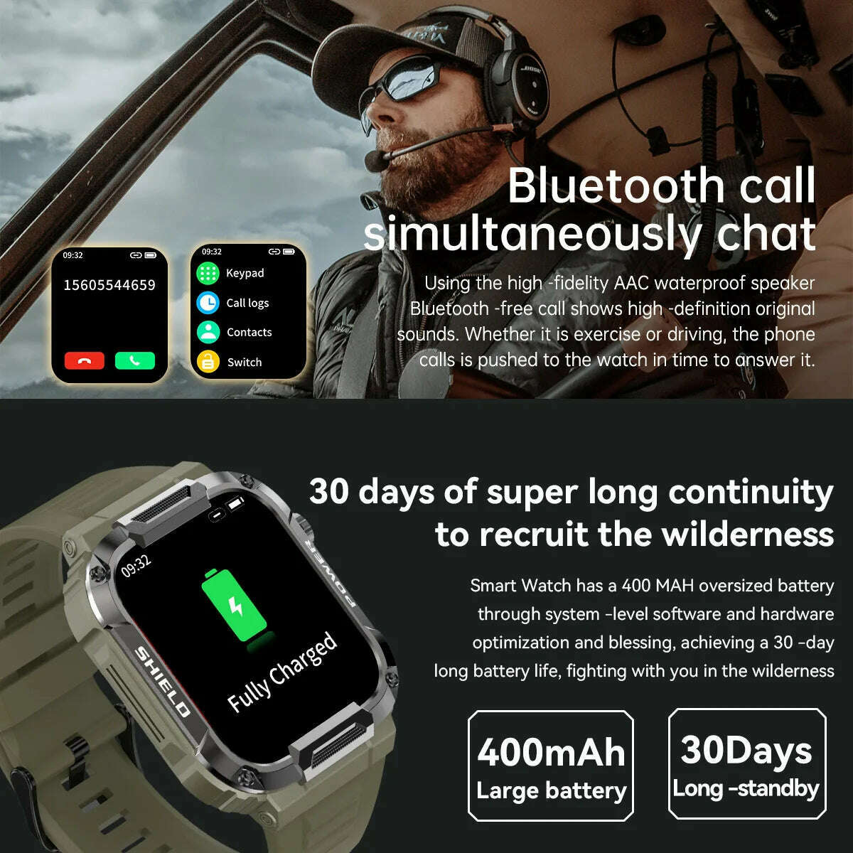 KIMLUD, Men Smart Watch Military Healthy Monitor AI Voice Bluetooth Call Fitness Waterproof Sports Smartwatch for IOS Android Phone 2023, KIMLUD Womens Clothes