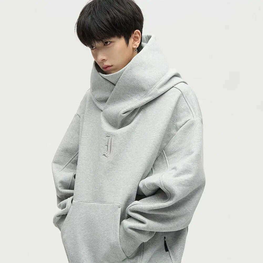 KIMLUD, Men Sweatshirt Japanese Harajuku Streetwear Cyber Punk Scarf Collar Hoodie Winter Autumn Comfortable Pullover Sweatshirt, KIMLUD Womens Clothes