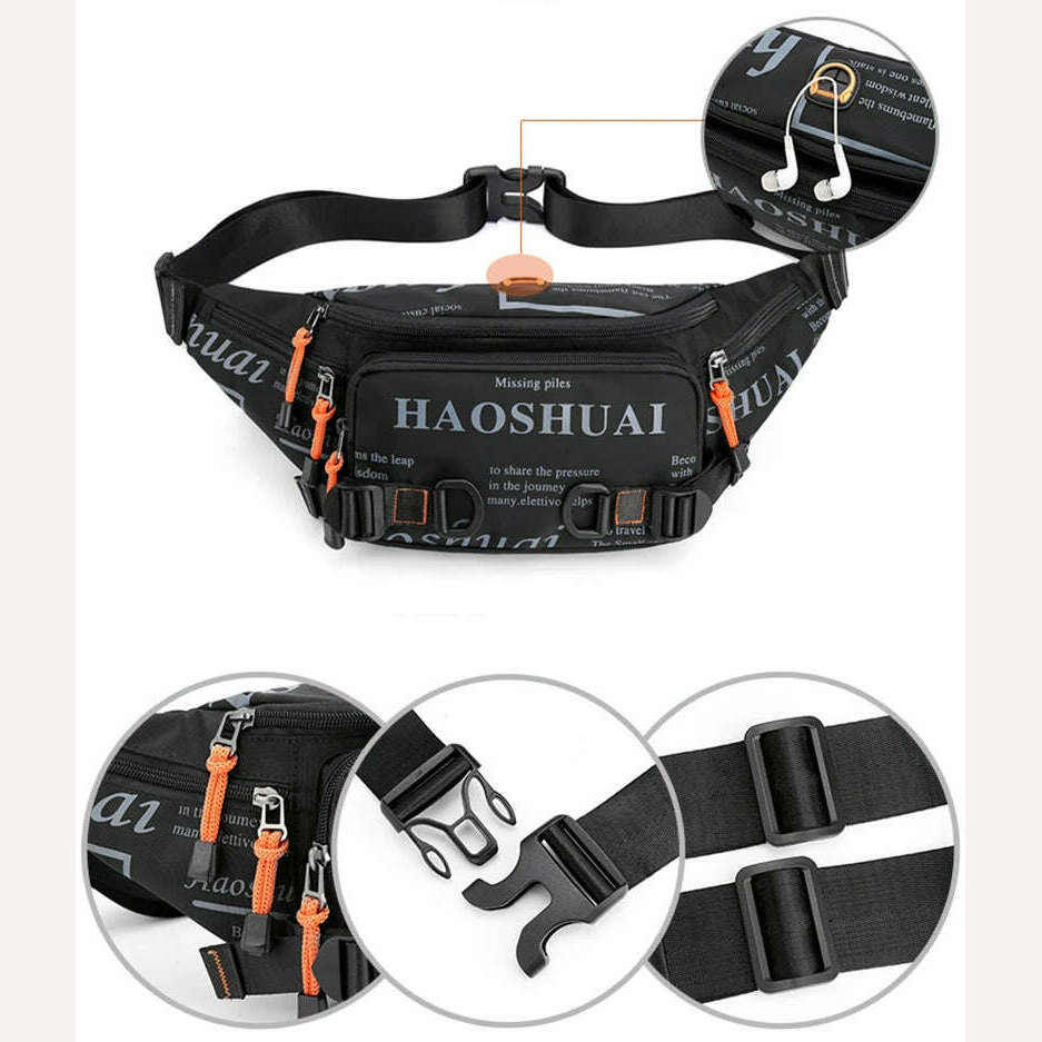 Men Waist Fanny Pack Belt Bag Running Nylon Waterproof Multi-purpose Travel Sports Male Sling Chest Bum Hip Bags - KIMLUD