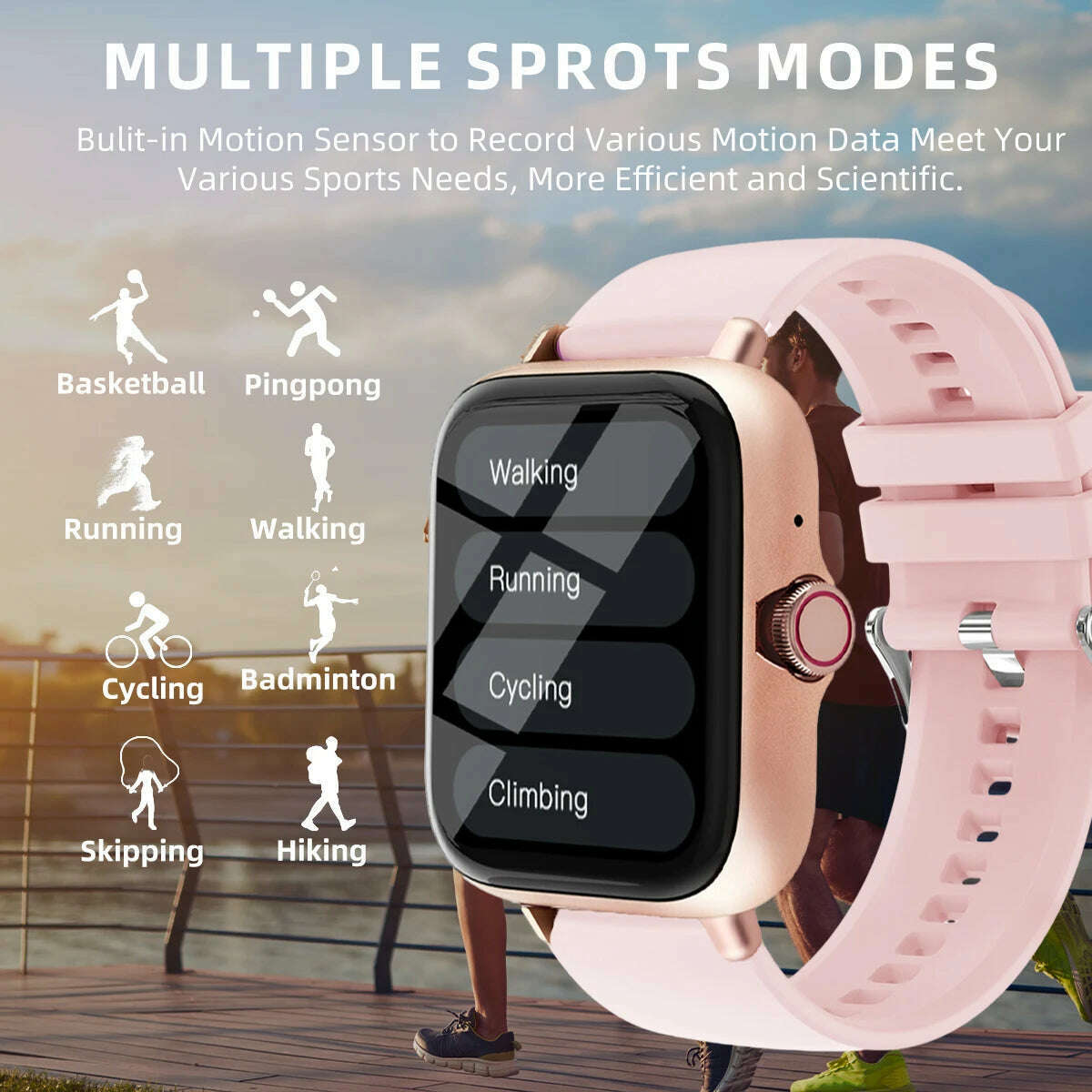 Men Women Smart Watch 1.83'' Waterproof Fitness Sports Watch Answer Call Sleep Sport Pedometer Information Alerts Smartwatch - KIMLUD